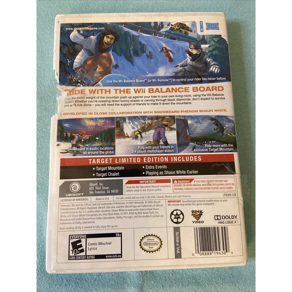 Nintendo Wii Game Shaun White Snowboarding Road Trip Winter Sports Target